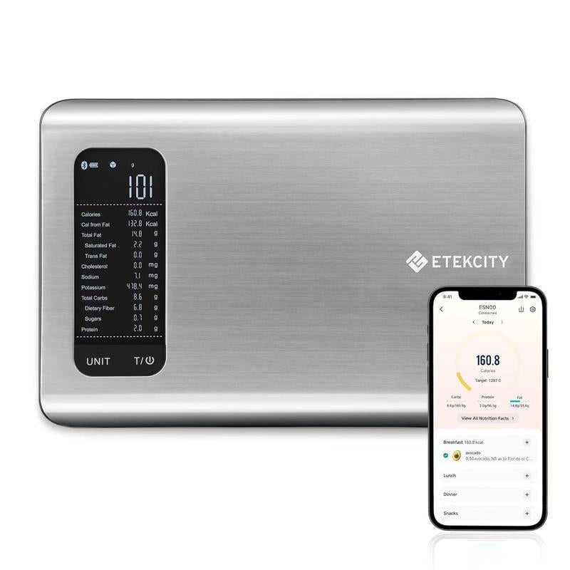 Etekcity Smart Food Nutrition Scale - Digital Grams & Ounces, 19 Nutritional Facts Tracking, 11 lbs Capacity, Stainless Steel for Weight Management