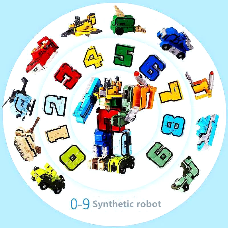 Educational Number Robot Transformation Toy - Building Blocks Action Figure for Kids, 2-in-1 Deformation Learning Toy