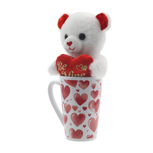 Adorable Valentine's Day Teddy Bear Plush with Matching Mug - Perfect Gift for Your Loved One!