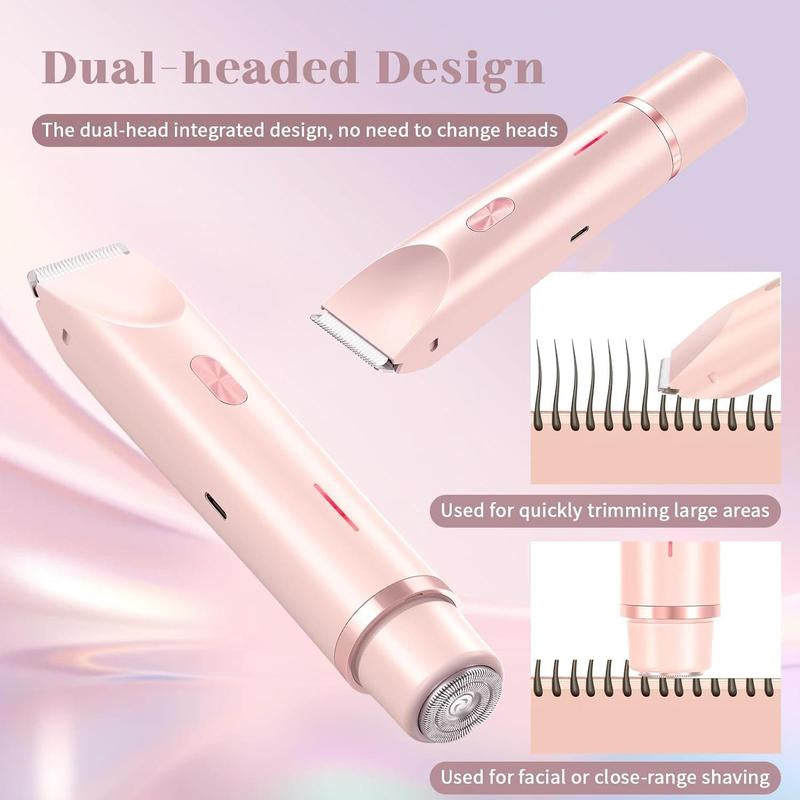 Electric Hair Trimmer for Women - Double Head Shaver with Accessories, Wet & Dry Use for Legs, Underarms & Bikini, Perfect Valentine’s Day Gift