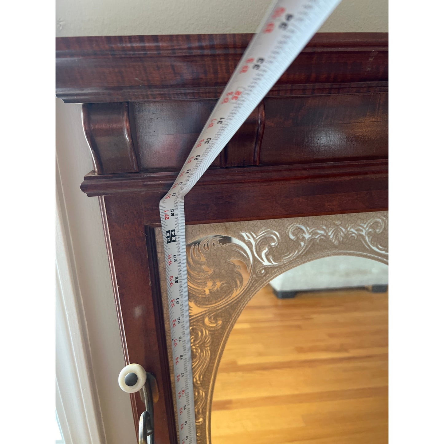 Vintage Pulaski Furniture Wood Framed Wall Mirror with Coat Hanger and Shelf