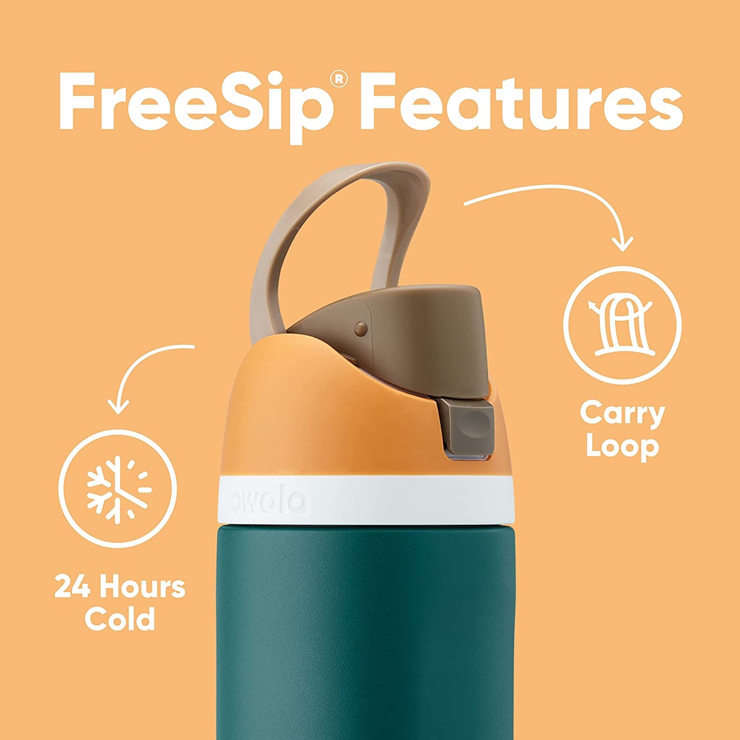 Freesip 24 oz Insulated Stainless Steel Water Bottle with Straw – BPA-Free, Leak-Proof Sports Water Bottle for Travel, Gym, and School – Very Dark